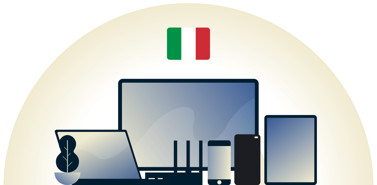 VPN suojaa eri laitteita Italiassa.